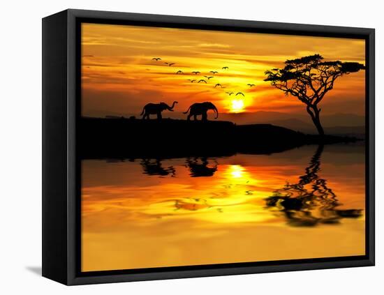 Africa Parading along the Lake-kesipun-Framed Premier Image Canvas