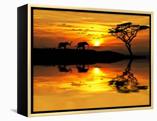 Africa Parading along the Lake-kesipun-Framed Premier Image Canvas