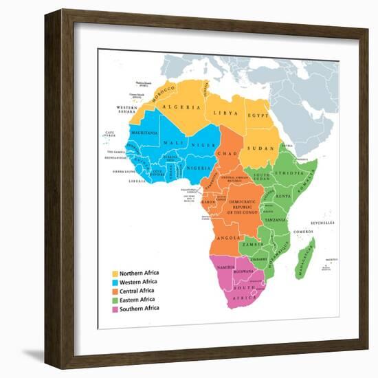 Africa Regions Map with Single Countries-PeterHermesFurian-Framed Photographic Print