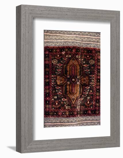 Africa, Tanzania, Zanzibar, Stone Town. Close-up of hand-made carpet.-Alida Latham-Framed Photographic Print