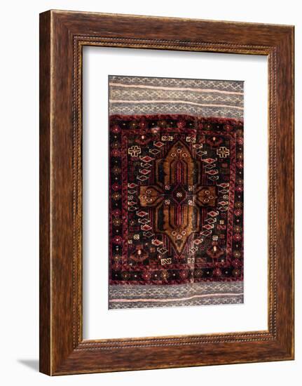 Africa, Tanzania, Zanzibar, Stone Town. Close-up of hand-made carpet.-Alida Latham-Framed Photographic Print