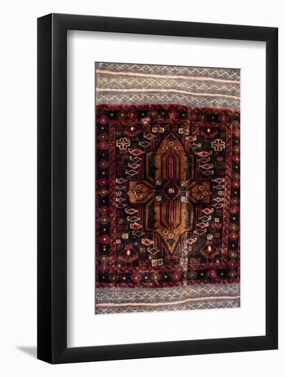 Africa, Tanzania, Zanzibar, Stone Town. Close-up of hand-made carpet.-Alida Latham-Framed Photographic Print