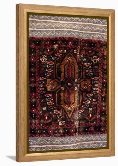 Africa, Tanzania, Zanzibar, Stone Town. Close-up of hand-made carpet.-Alida Latham-Framed Premier Image Canvas