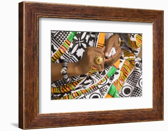 Africa, West Africa, Ghana, Kumasi. Close-up of cheif's jewelry and dress-Alida Latham-Framed Photographic Print