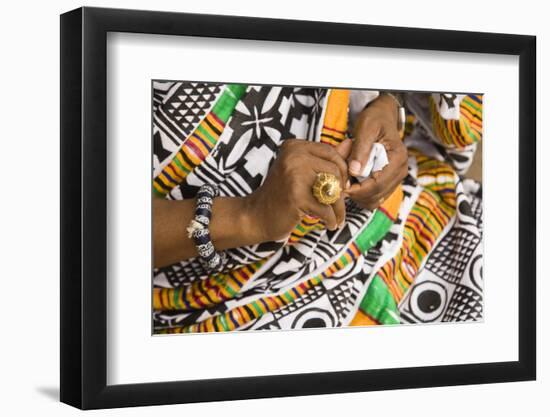 Africa, West Africa, Ghana, Kumasi. Close-up of cheif's jewelry and dress-Alida Latham-Framed Photographic Print