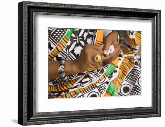 Africa, West Africa, Ghana, Kumasi. Close-up of cheif's jewelry and dress-Alida Latham-Framed Photographic Print