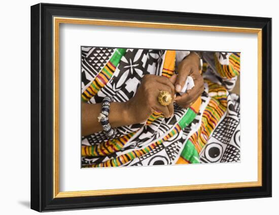 Africa, West Africa, Ghana, Kumasi. Close-up of cheif's jewelry and dress-Alida Latham-Framed Photographic Print