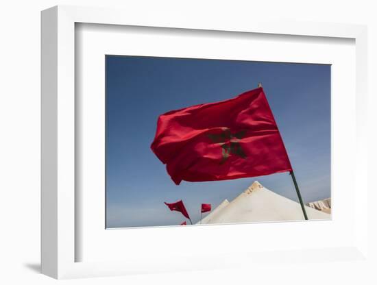 Africa, Western Sahara, Dakhla. the Flag of Morocco Blowing in the Wind-Alida Latham-Framed Photographic Print