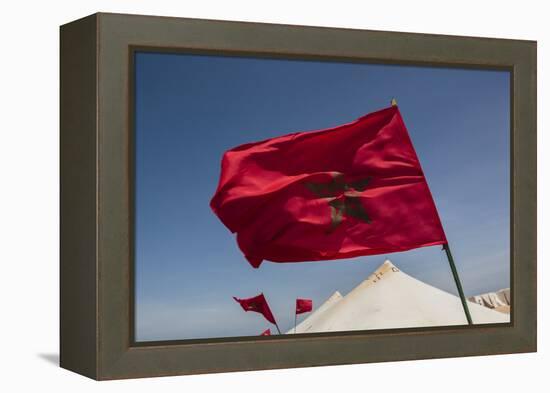 Africa, Western Sahara, Dakhla. the Flag of Morocco Blowing in the Wind-Alida Latham-Framed Premier Image Canvas