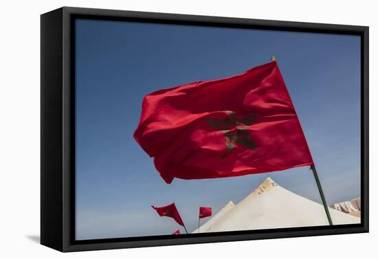 Africa, Western Sahara, Dakhla. the Flag of Morocco Blowing in the Wind-Alida Latham-Framed Premier Image Canvas