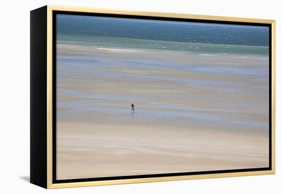 Africa, Western Sahara, Dakhla. Trist Walking Along the Beach of the Atlantic-Alida Latham-Framed Premier Image Canvas