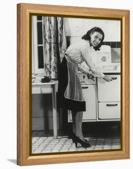 African American Actress Lena Horne at a Gas Stove-null-Framed Stretched Canvas