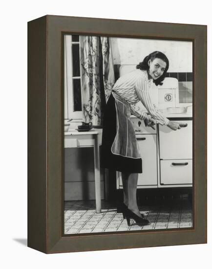African American Actress Lena Horne at a Gas Stove-null-Framed Stretched Canvas