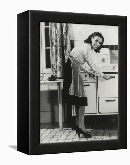 African American Actress Lena Horne at a Gas Stove-null-Framed Stretched Canvas