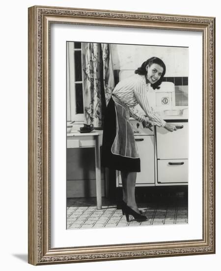 African American Actress Lena Horne at a Gas Stove-null-Framed Photo