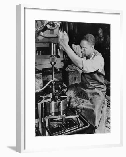 African American Aircraft Worker at Douglas Aircraft Company-null-Framed Photo