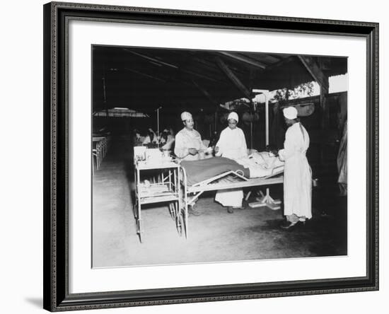 African American Army Nurses in Surgical Ward at Milne Bay, New Guinea, During World War 2-null-Framed Photo