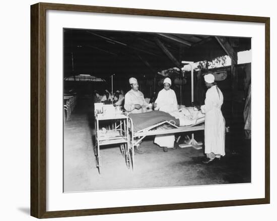 African American Army Nurses in Surgical Ward at Milne Bay, New Guinea, During World War 2-null-Framed Photo