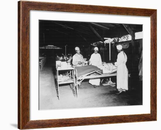 African American Army Nurses in Surgical Ward at Milne Bay, New Guinea, During World War 2-null-Framed Photo