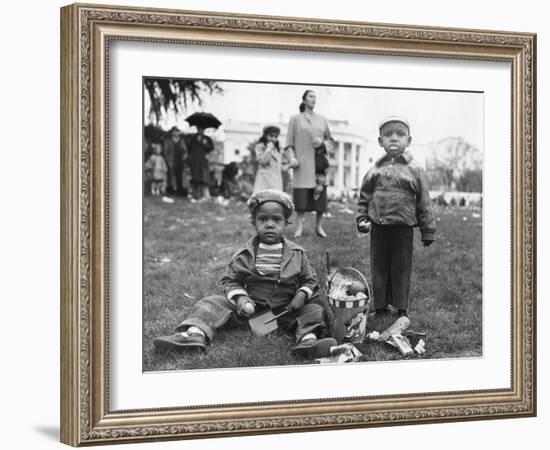 African American Boys with an Easter Basket at the Annual White House Easter Egg Roll-null-Framed Photo