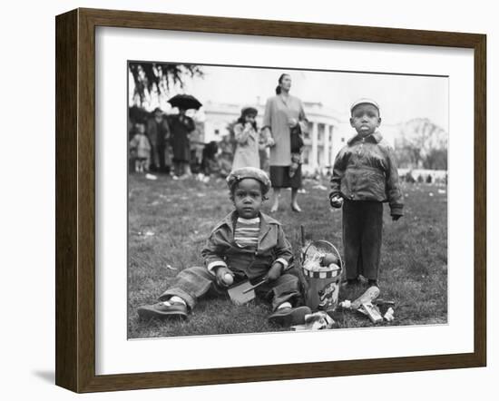 African American Boys with an Easter Basket at the Annual White House Easter Egg Roll-null-Framed Photo