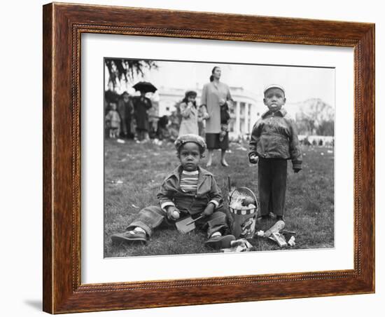 African American Boys with an Easter Basket at the Annual White House Easter Egg Roll-null-Framed Photo