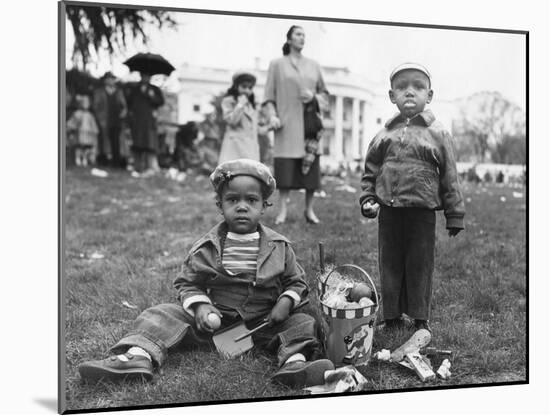 African American Boys with an Easter Basket at the Annual White House Easter Egg Roll-null-Mounted Photo