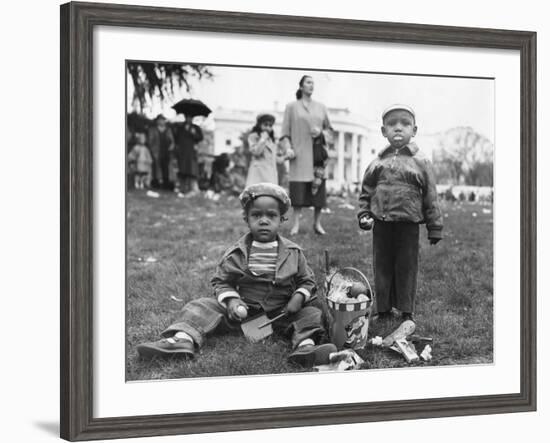 African American Boys with an Easter Basket at the Annual White House Easter Egg Roll-null-Framed Photo