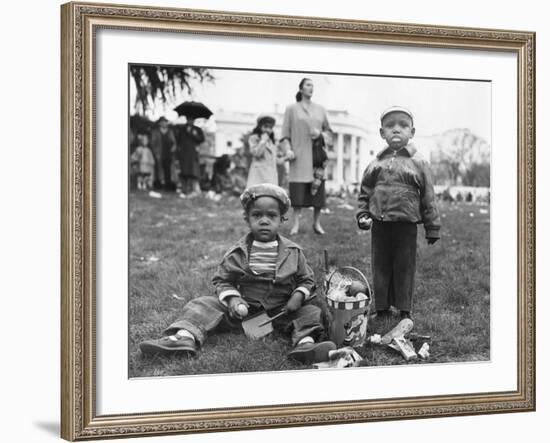 African American Boys with an Easter Basket at the Annual White House Easter Egg Roll--Framed Photo