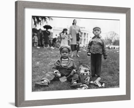 African American Boys with an Easter Basket at the Annual White House Easter Egg Roll-null-Framed Photo