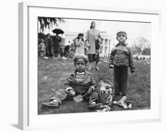 African American Boys with an Easter Basket at the Annual White House Easter Egg Roll-null-Framed Photo