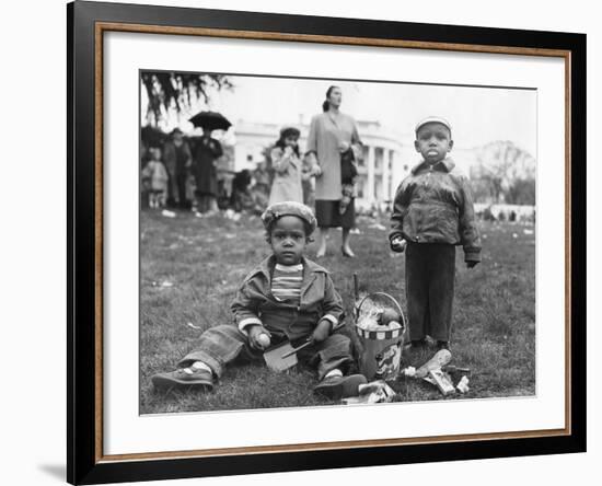 African American Boys with an Easter Basket at the Annual White House Easter Egg Roll-null-Framed Photo