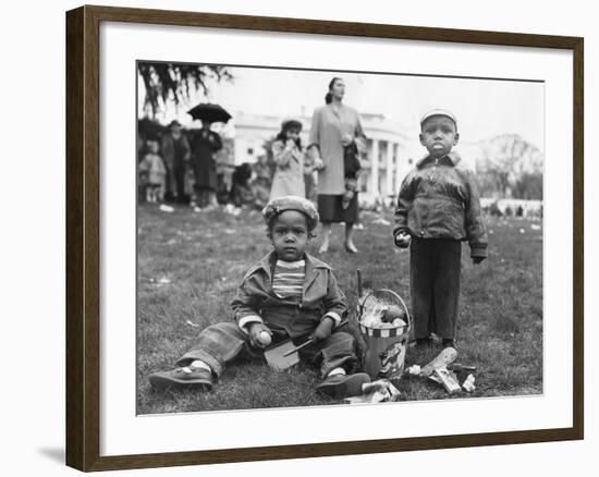 African American Boys with an Easter Basket at the Annual White House Easter Egg Roll-null-Framed Photo