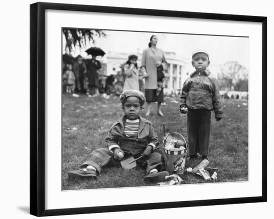 African American Boys with an Easter Basket at the Annual White House Easter Egg Roll-null-Framed Photo