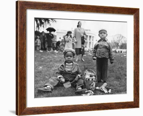 African American Boys with an Easter Basket at the Annual White House Easter Egg Roll-null-Framed Photo