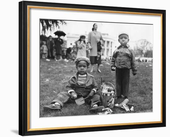 African American Boys with an Easter Basket at the Annual White House Easter Egg Roll--Framed Photo