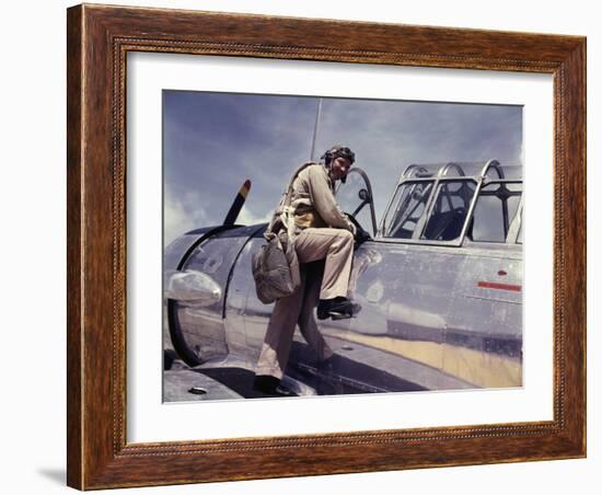 African American Cadet L. Deitz at the Naval Air Base--Framed Photo