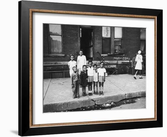 African American Children Posing on a Sidewalk in the Slums of Chicago-Gordon Coster-Framed Photographic Print