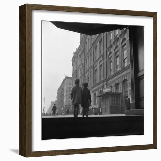 African American Children Walking Together in Harlem, 1940 by Gordon Parks-null-Framed Photo