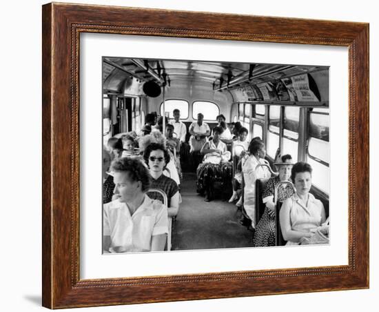 African American Citizens Sitting in the Rear of the Bus in Compliance with Florida Segregation Law-Stan Wayman-Framed Photographic Print