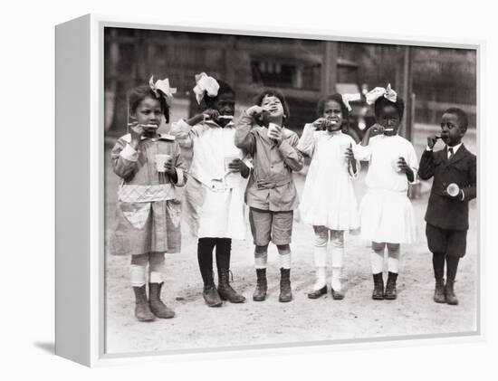 African American First Graders Learn to Brush their Teeth in School, 1910-null-Framed Stretched Canvas