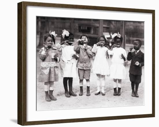 African American First Graders Learn to Brush their Teeth in School, 1910-null-Framed Photo