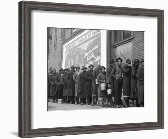 African American Flood Victims Lined Up to Get Food and Clothing From Red Cross Relief Station-Margaret Bourke-White-Framed Premium Photographic Print