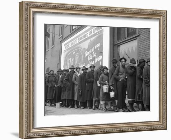 African American Flood Victims Lined Up to Get Food and Clothing From Red Cross Relief Station-Margaret Bourke-White-Framed Photographic Print