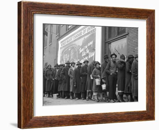 African American Flood Victims Lined Up to Get Food and Clothing From Red Cross Relief Station-Margaret Bourke-White-Framed Photographic Print