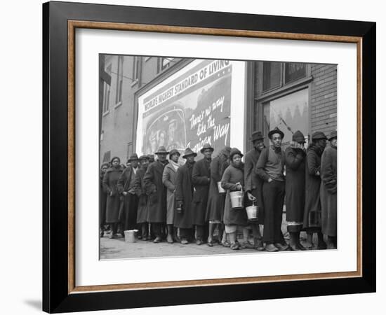 African American Flood Victims Lined Up to Get Food and Clothing From Red Cross Relief Station-Margaret Bourke-White-Framed Photographic Print