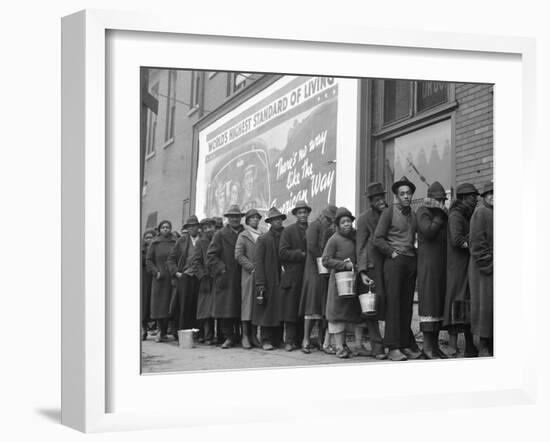 African American Flood Victims Lined Up to Get Food and Clothing From Red Cross Relief Station-Margaret Bourke-White-Framed Photographic Print