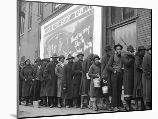 African American Flood Victims Lined Up to Get Food and Clothing From Red Cross Relief Station-Margaret Bourke-White-Mounted Photographic Print