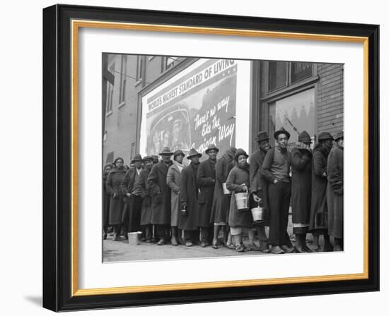 African American Flood Victims Lined Up to Get Food and Clothing From Red Cross Relief Station-Margaret Bourke-White-Framed Photographic Print