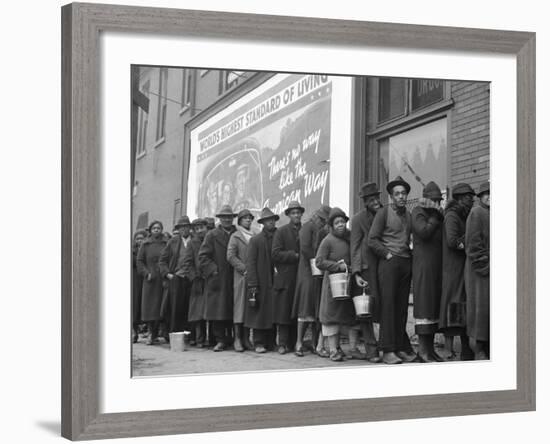 African American Flood Victims Lined Up to Get Food and Clothing From Red Cross Relief Station-Margaret Bourke-White-Framed Photographic Print